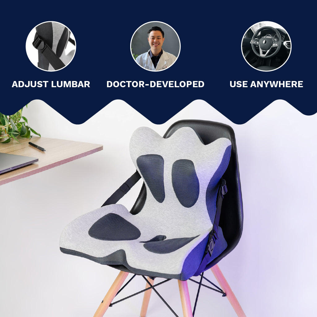 Lifted Lumbar doctor developed adjustable lumbar support seat cushion that can be used anywhere like in the office or car.